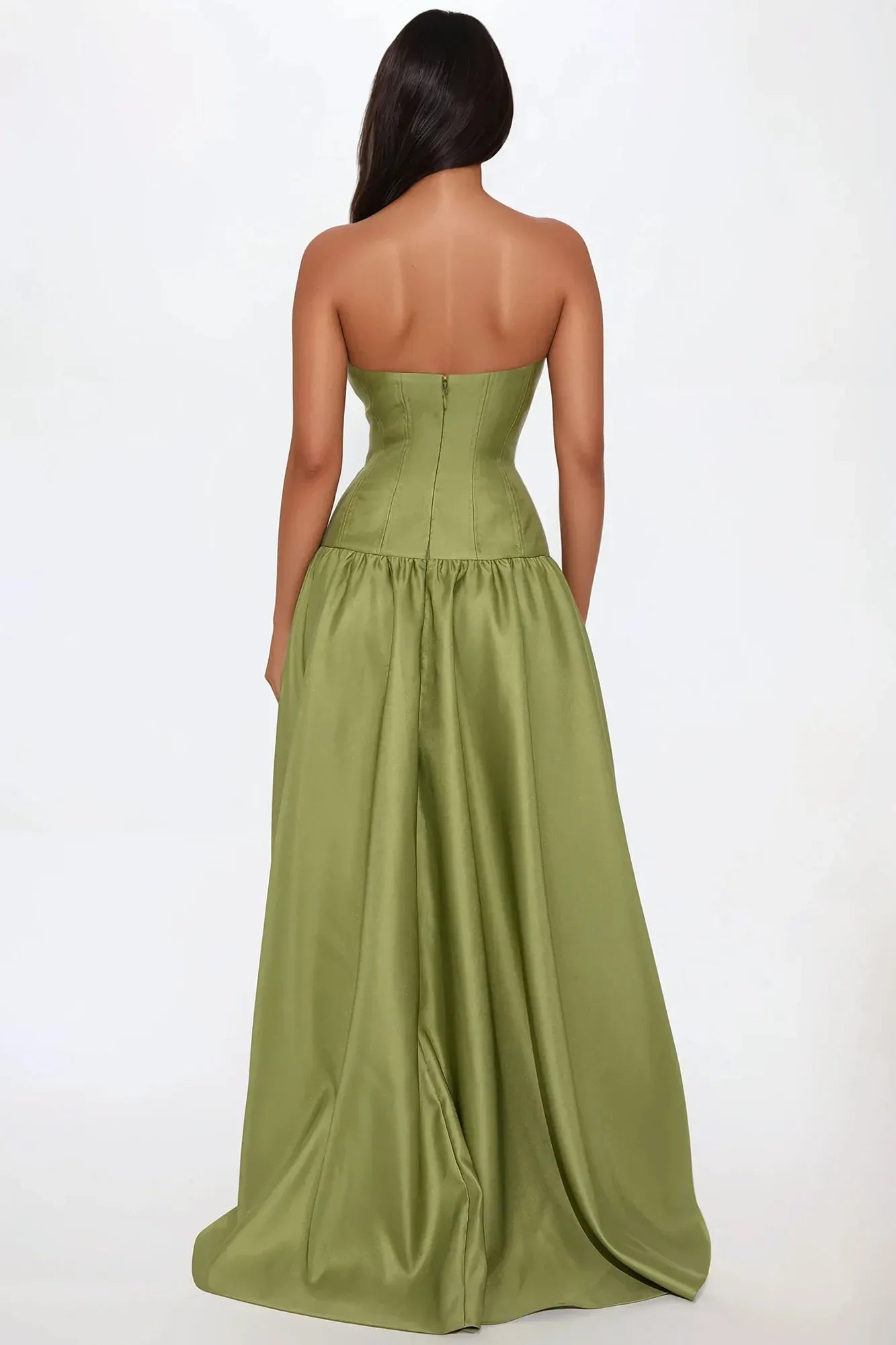 A-Line Strapless Sleeveless Zipper Back Floor Length Prom Dress