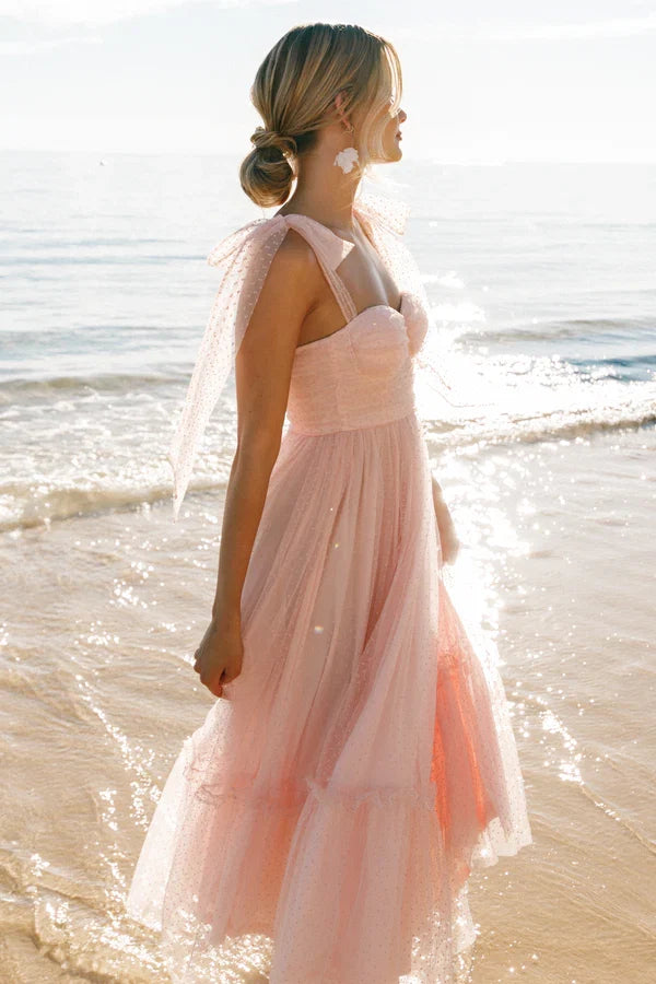 A-Line Sweetheart Neck Sleeveless Back Zip Ankle-Length Prom Dress