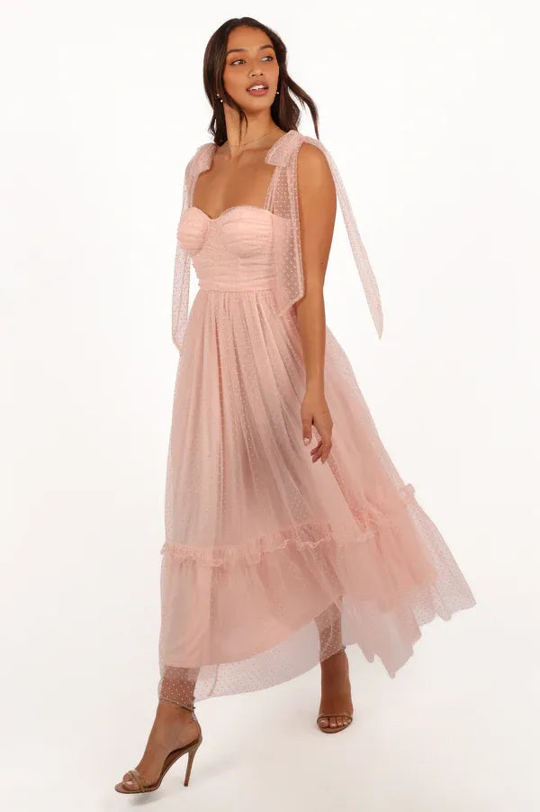 A-Line Sweetheart Neck Sleeveless Back Zip Ankle-Length Prom Dress