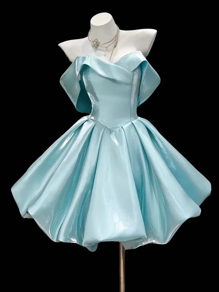 A-Line Sweetheart Off-Shoulder Backless Short Homecoming Dress