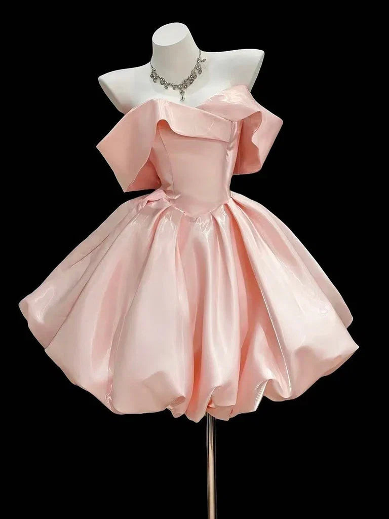A-Line Sweetheart Off-Shoulder Backless Short Homecoming Dress