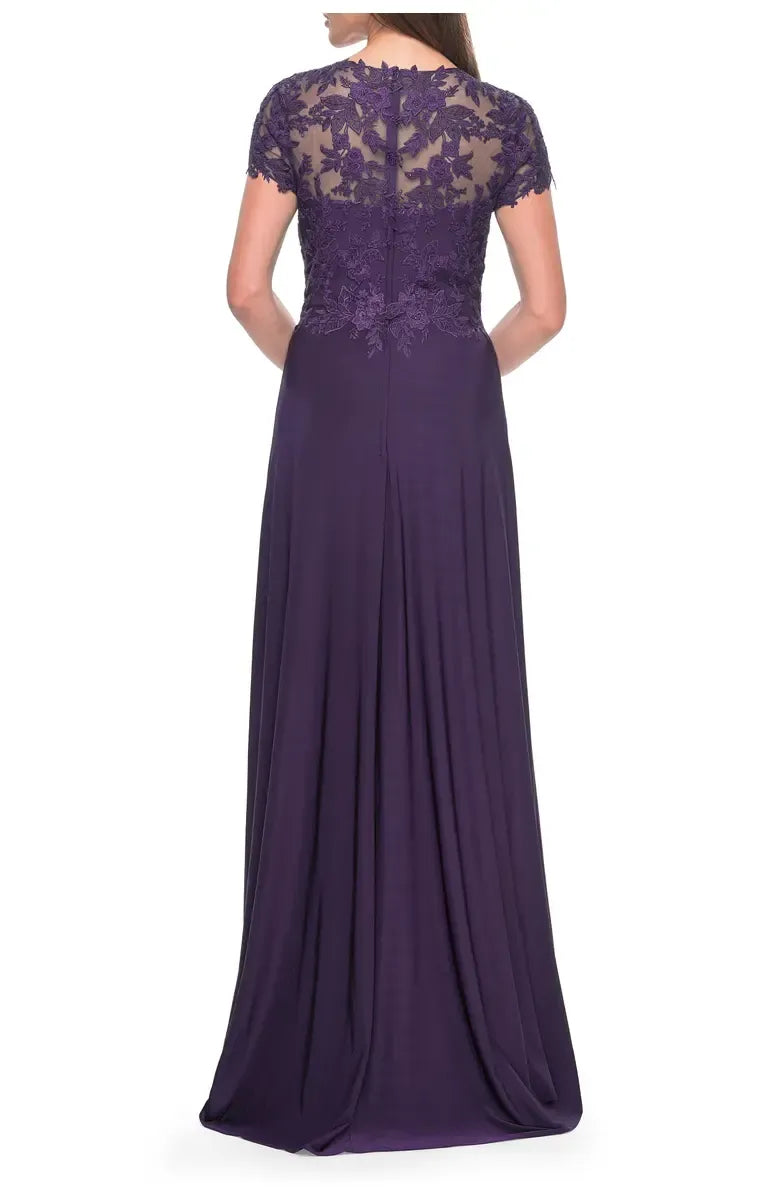 A-Line Sweetheart Short Sleeve Zipper Up Floor-Length Mother of the Bride Dress