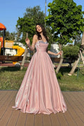 A-Line Sweetheart Sleeveless Pleated Backless Floor Length Prom Dress