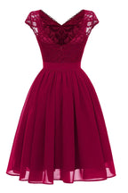 Elegant Burgundy Lace Chiffon Homecoming Dress With V Neck Flowing A Line Skirt For Teen Girls