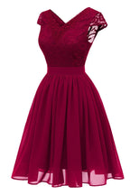 Elegant Burgundy Lace Chiffon Homecoming Dress With V Neck Flowing A Line Skirt For Teen Girls