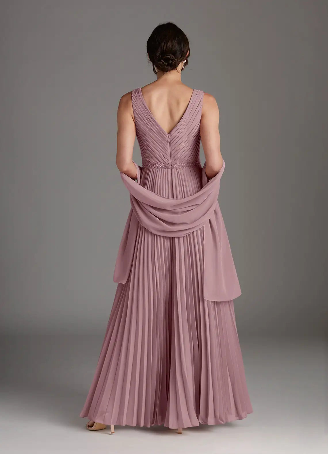 A-Line V-Neck Sleeveless V Back Floor-Length Mother of the Bride Dress