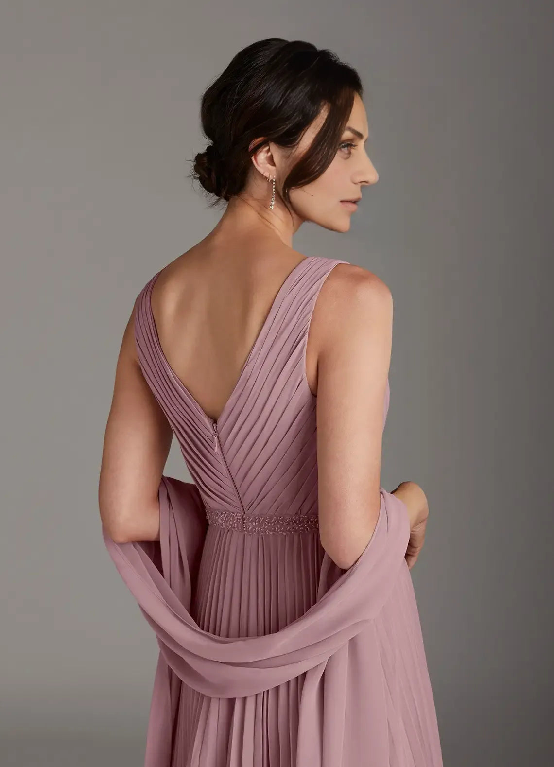 A-Line V-Neck Sleeveless V Back Floor-Length Mother of the Bride Dress