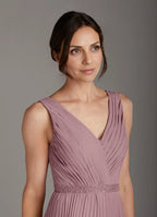 A-Line V-Neck Sleeveless V Back Floor-Length Mother of the Bride Dress