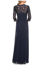 A-Line V-neck Sleeves Backless Floor-Length Mother of the Bride Dress
