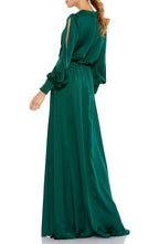 A-Line V-neck Long Sleeve Sweep/Brush Train Prom Dress