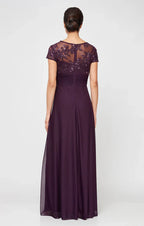 A-Line V Neck Cap Sleeve Zipper Up Floor-Length Mother of the Bride Dress