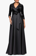 A-Line V Neck Long Sleeve & Floor-Length Prom Dress