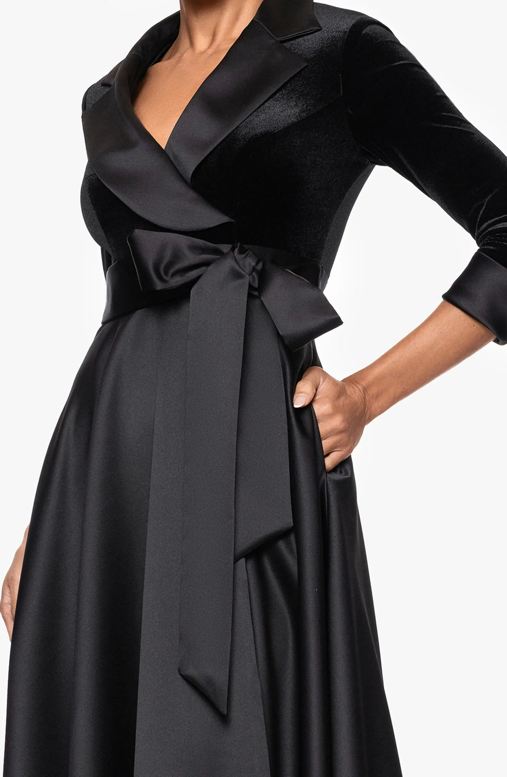 A-Line V Neck Long Sleeve & Floor-Length Prom Dress