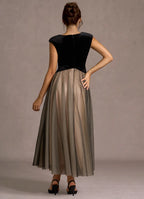 A-Line V Neck Sleeveless Back Zip Ankle-Length Evening Dress