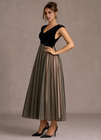 A-Line V Neck Sleeveless Back Zip Ankle-Length Evening Dress