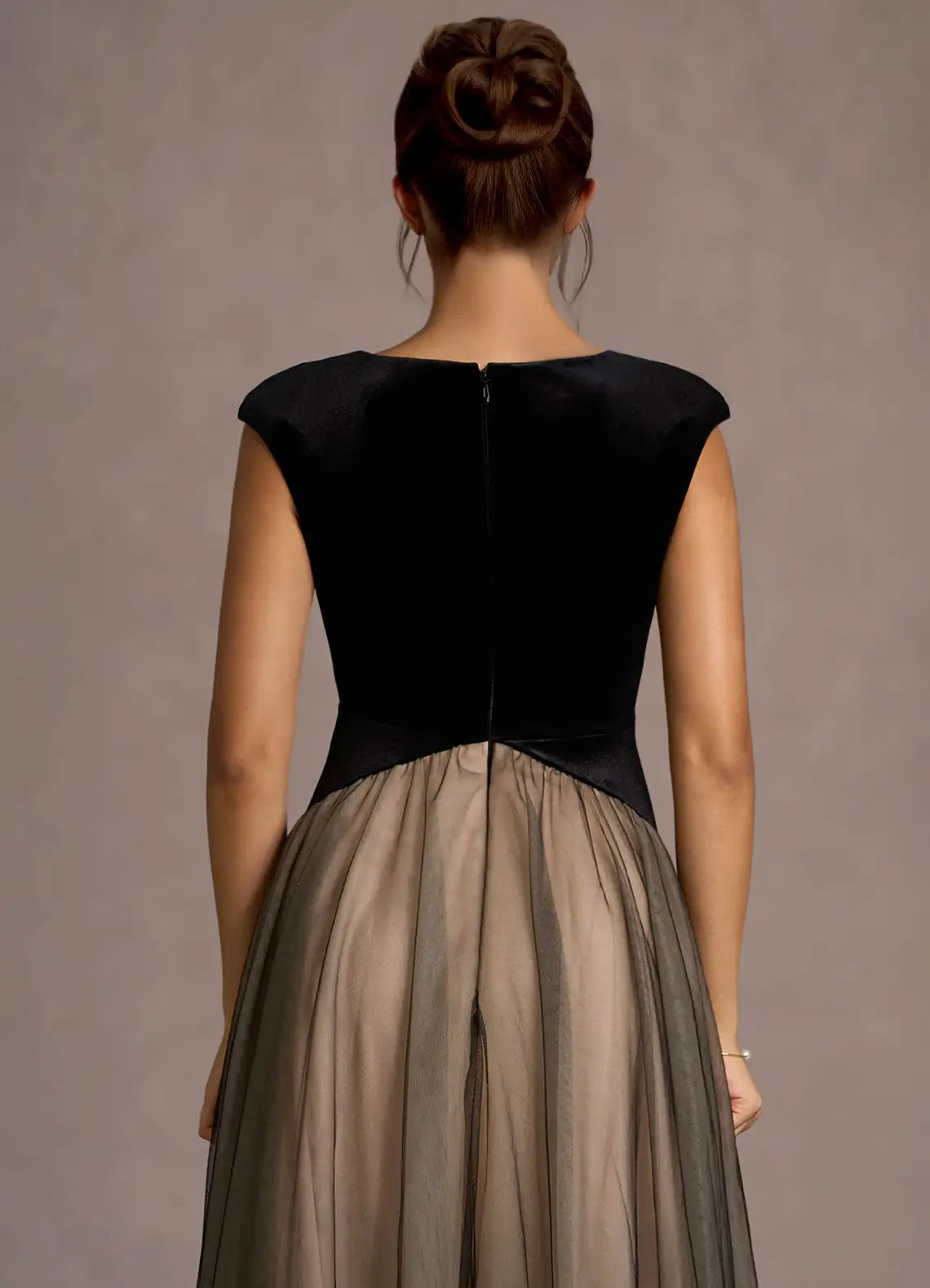 A-Line V Neck Sleeveless Back Zip Ankle-Length Evening Dress
