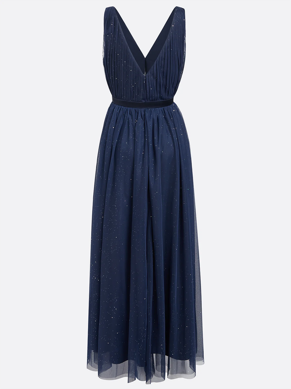A-Line V Neck Sleeveless Back Zip Ankle-Length Evening Dress
