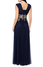 A-Line V Neck Sleeveless Backless Floor-Length Prom Dress