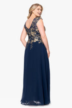 A-Line V Neck Sleeveless Floor-Length Mother of the Bride Dress