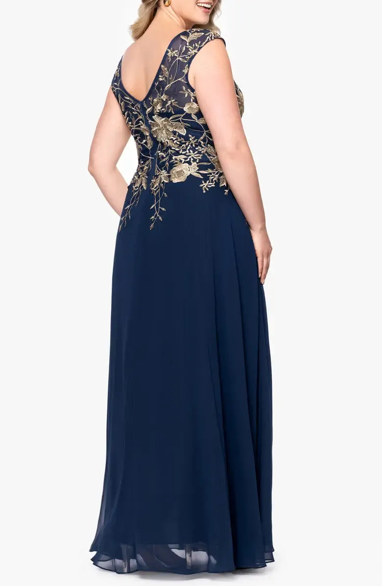 A-Line V Neck Sleeveless Floor-Length Mother of the Bride Dress