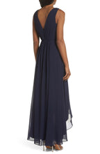 A-Line V Neck Sleeveless High/Low Hem Prom Dress