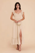 Elegant A-Line V Neck Sleeveless Chiffon Pleated Maxi Bridesmaid Dress