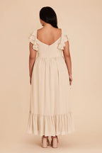 Elegant A-Line V Neck Sleeveless Chiffon Pleated Maxi Bridesmaid Dress