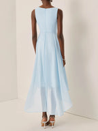 A-Line V Neck Sleeveless Zipper Up Asymmetric-Length Prom Dress