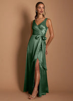 A-Line V Neck Sleeveless Zipper Up Floor-Length Evening Dress