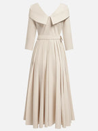 A-Line V Neck Three Quarter Sleeve Back Zip Tea-Length Evening Dress