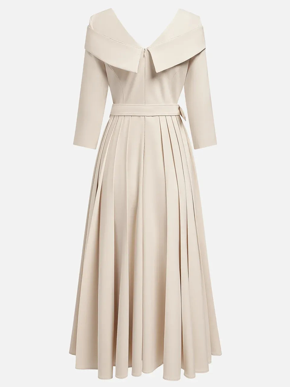A-Line V Neck Three Quarter Sleeve Back Zip Tea-Length Evening Dress