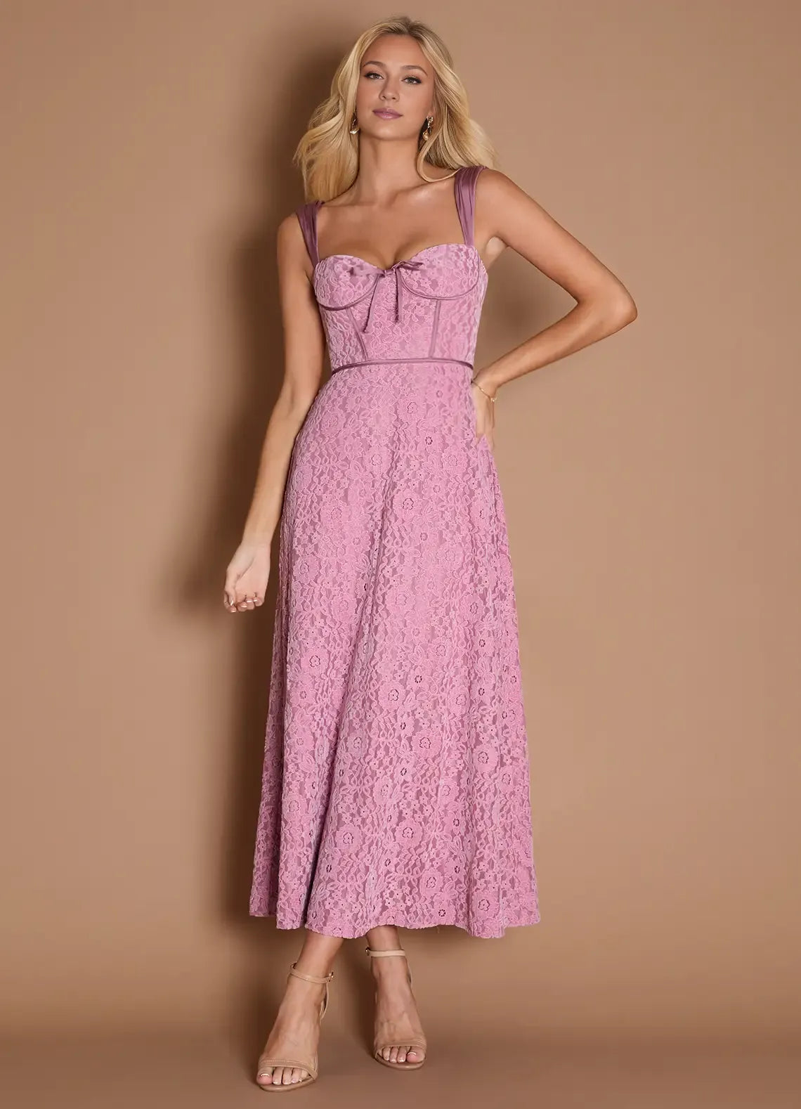 A-Line Wide Shoulder Straps Sleeveless Backless Ankle-Length Evening Dress