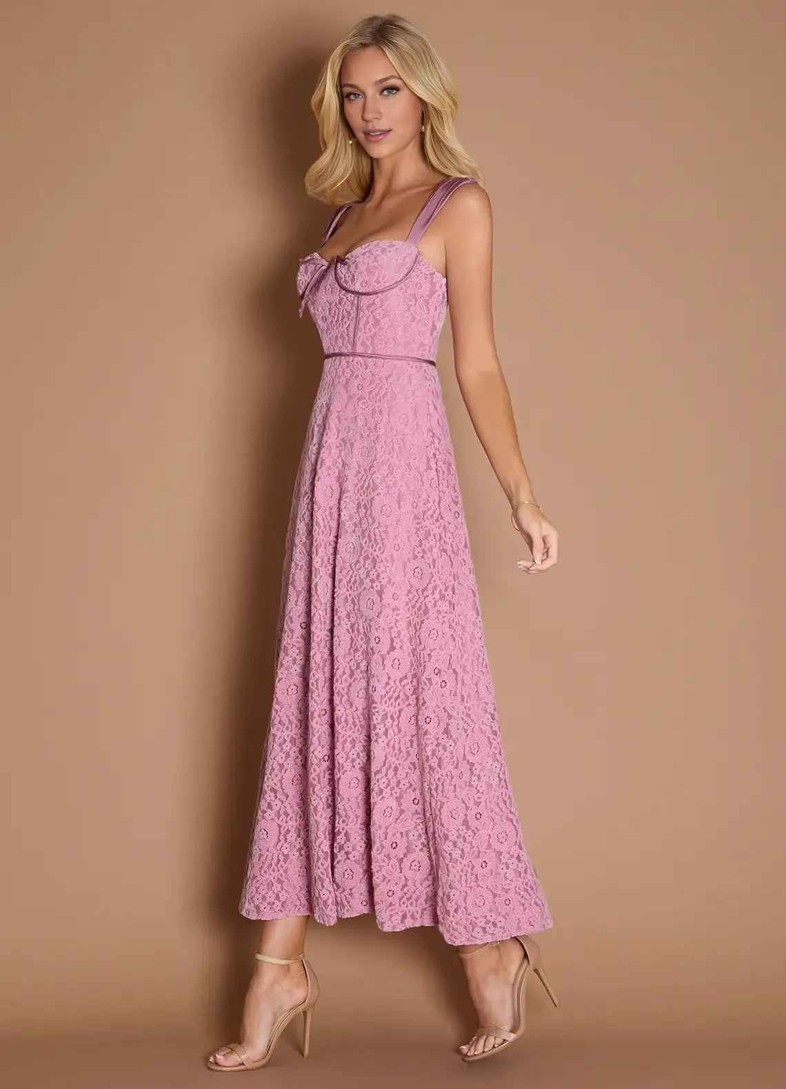 A-Line Wide Shoulder Straps Sleeveless Backless Ankle-Length Evening Dress