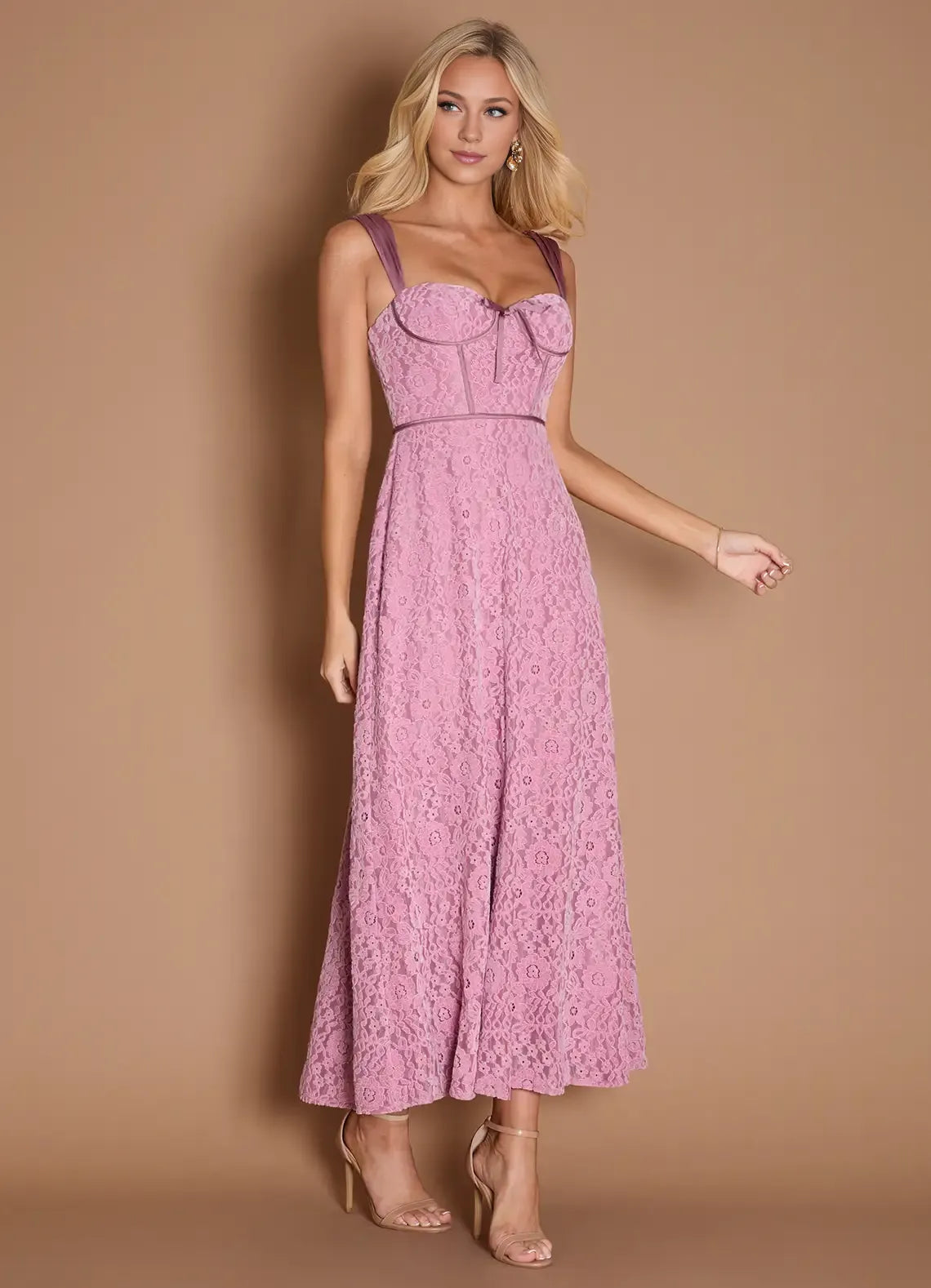 A-Line Wide Shoulder Straps Sleeveless Backless Ankle-Length Evening Dress
