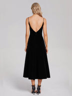 A-Line&Princess V Neck Sleeveless Backless Tea-Length Prom Dress