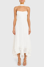 A-line Strapless Halter High Low Midi Prom Dress