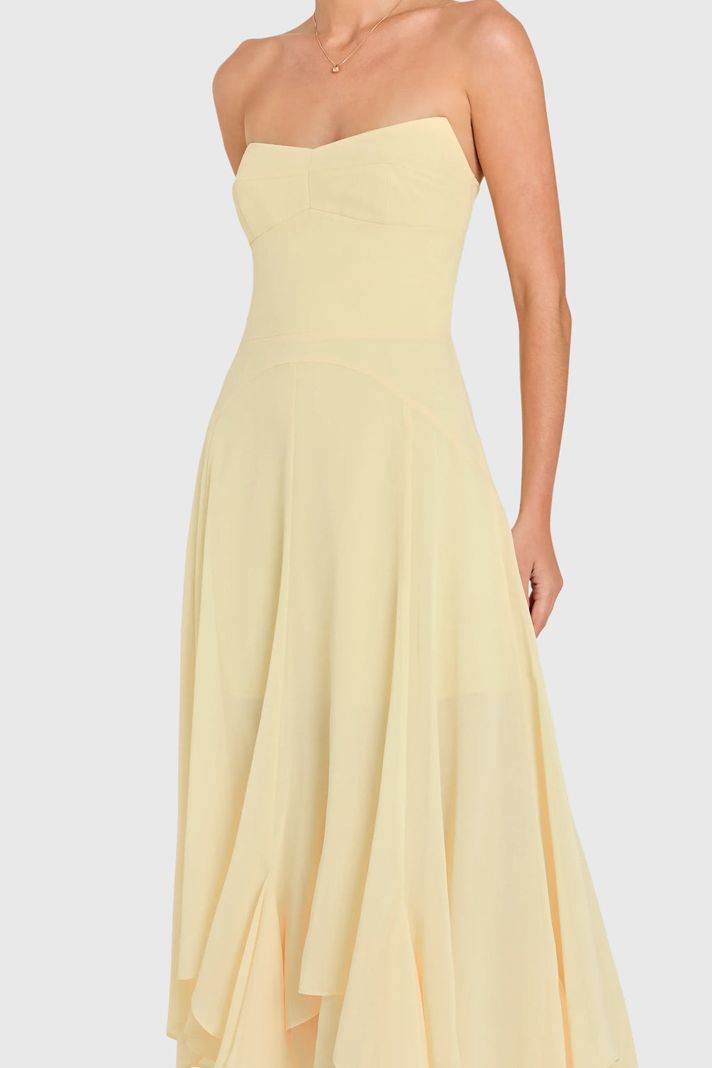 A-line Strapless Halter High Low Midi Prom Dress