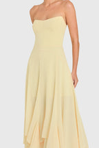 A-line Strapless Halter High Low Midi Prom Dress