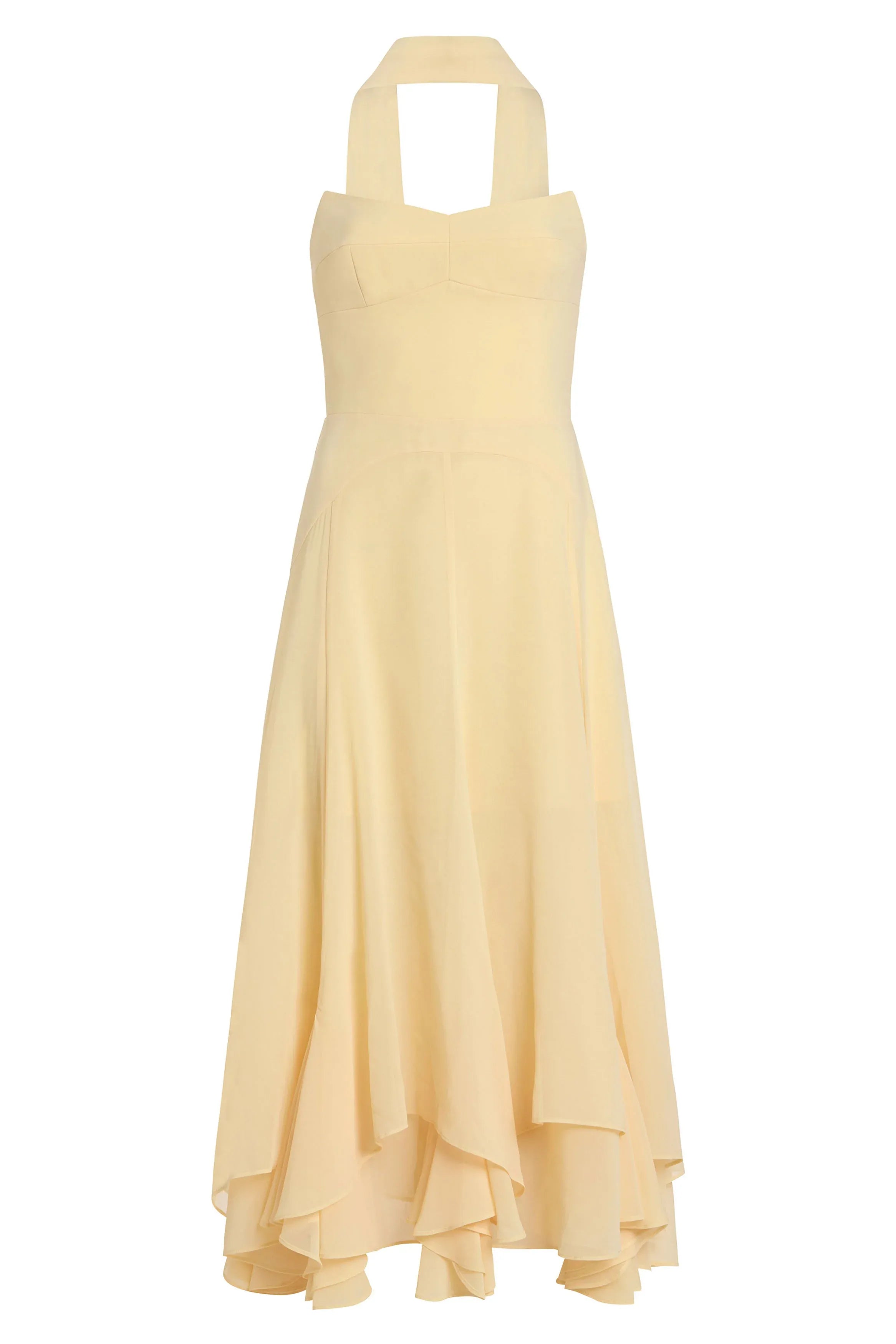 A-line Strapless Halter High Low Midi Prom Dress