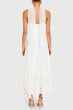 A-line Strapless Halter High Low Midi Prom Dress