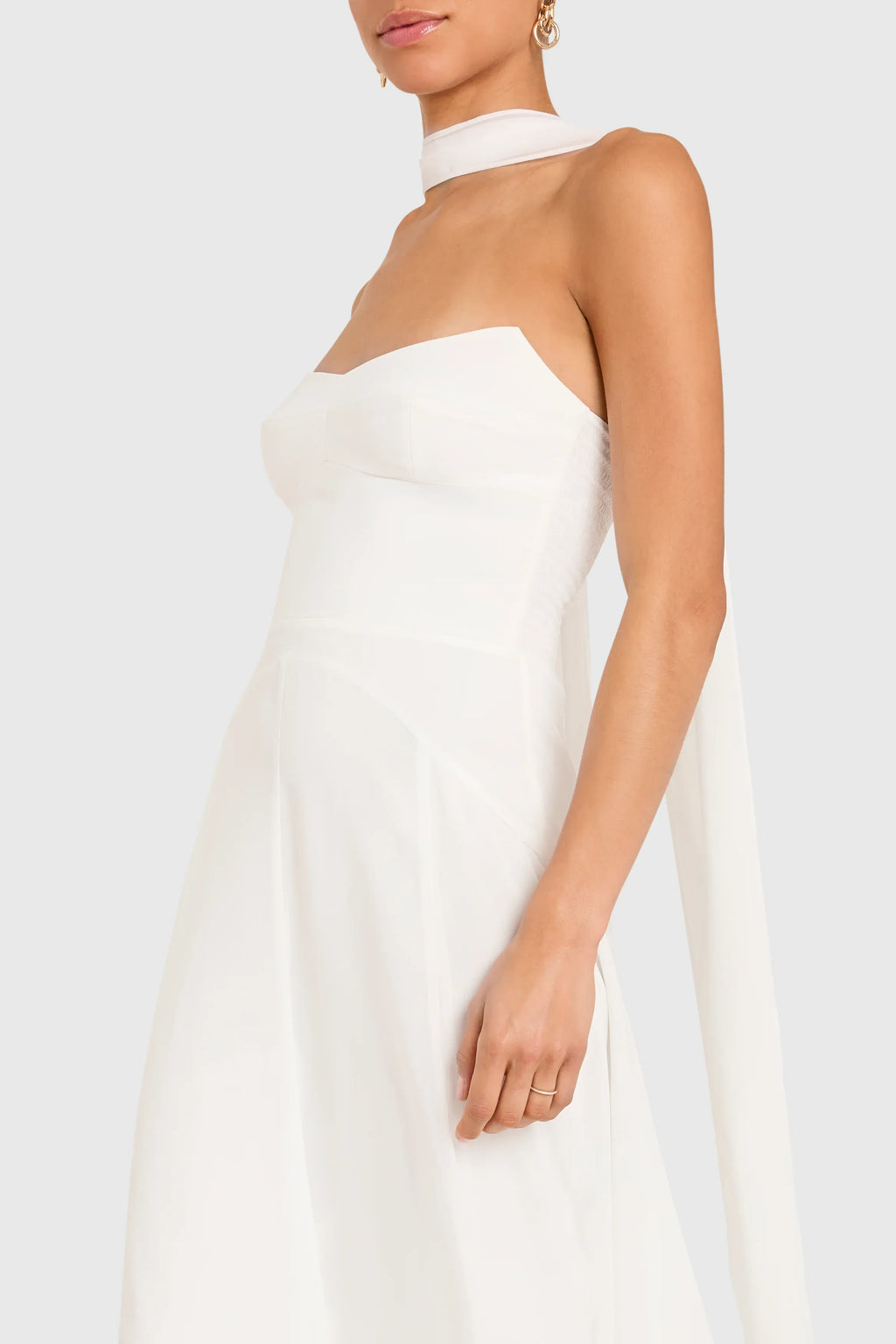 A-line Strapless Halter High Low Midi Prom Dress