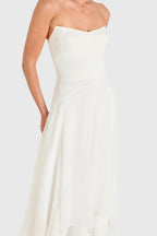 A-line Strapless Halter High Low Midi Prom Dress