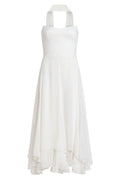 A-line Strapless Halter High Low Midi Prom Dress