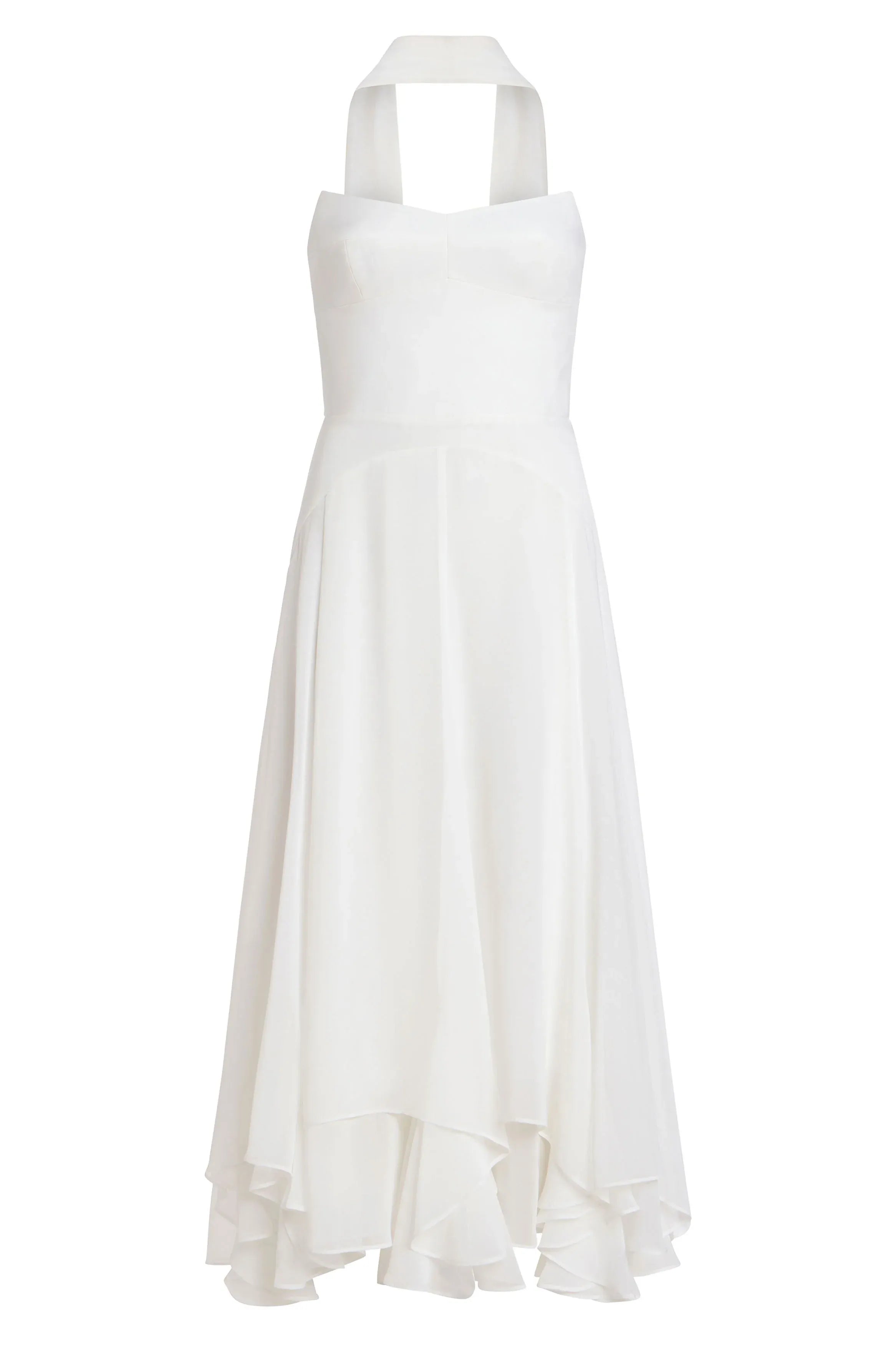 A-line Strapless Halter High Low Midi Prom Dress