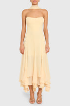 A-line Strapless Halter High Low Midi Prom Dress