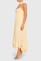 A-line Strapless Halter High Low Midi Prom Dress