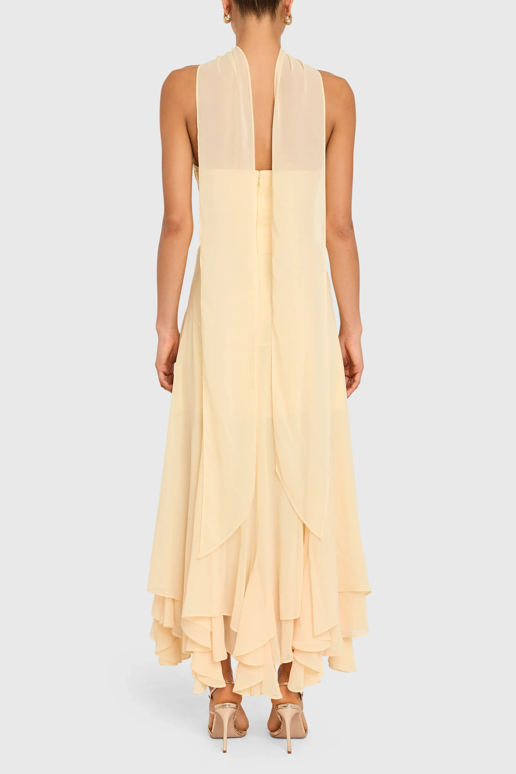 A-line Strapless Halter High Low Midi Prom Dress