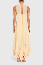 A-line Strapless Halter High Low Midi Prom Dress