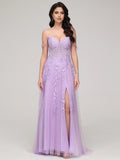 A-line Sweetheart Neck Sleeveless Zipper Up Sweep/Brush Train Prom Dress