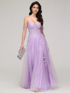 A-line Sweetheart Neck Sleeveless Zipper Up Sweep/Brush Train Prom Dress